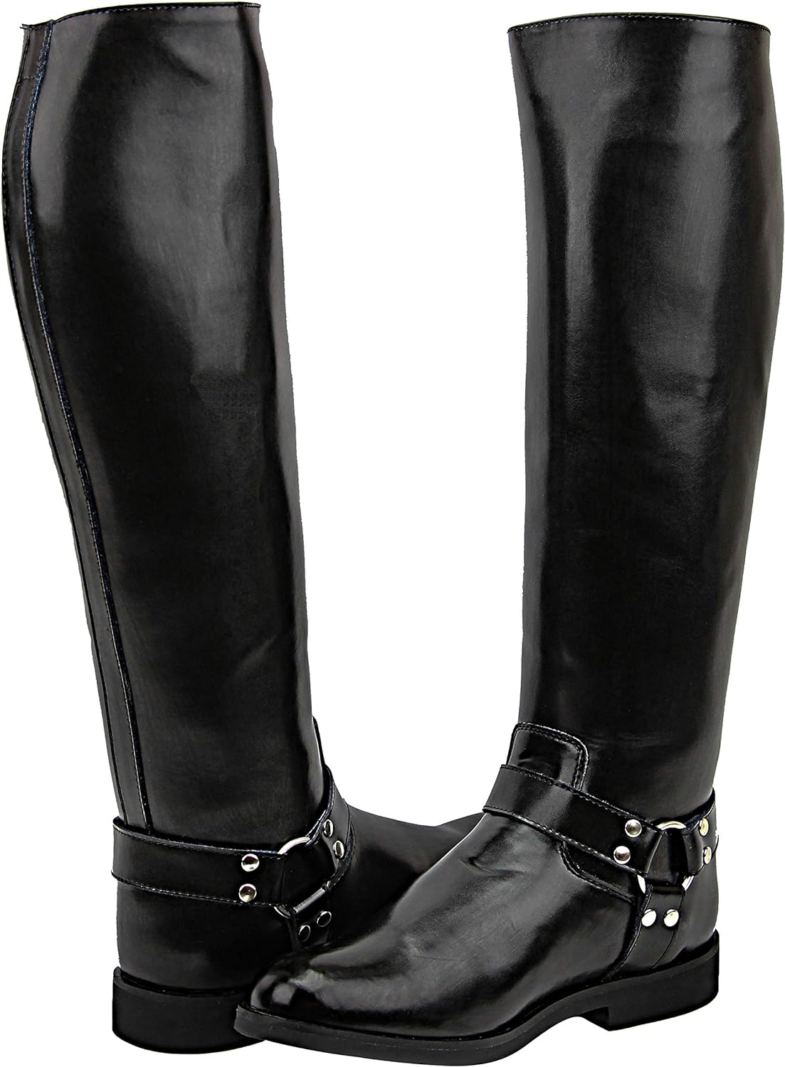 Casper Harness Men's Man Motorcycle Police Leather Fashion Stylish Tall Riding Boots Color Black