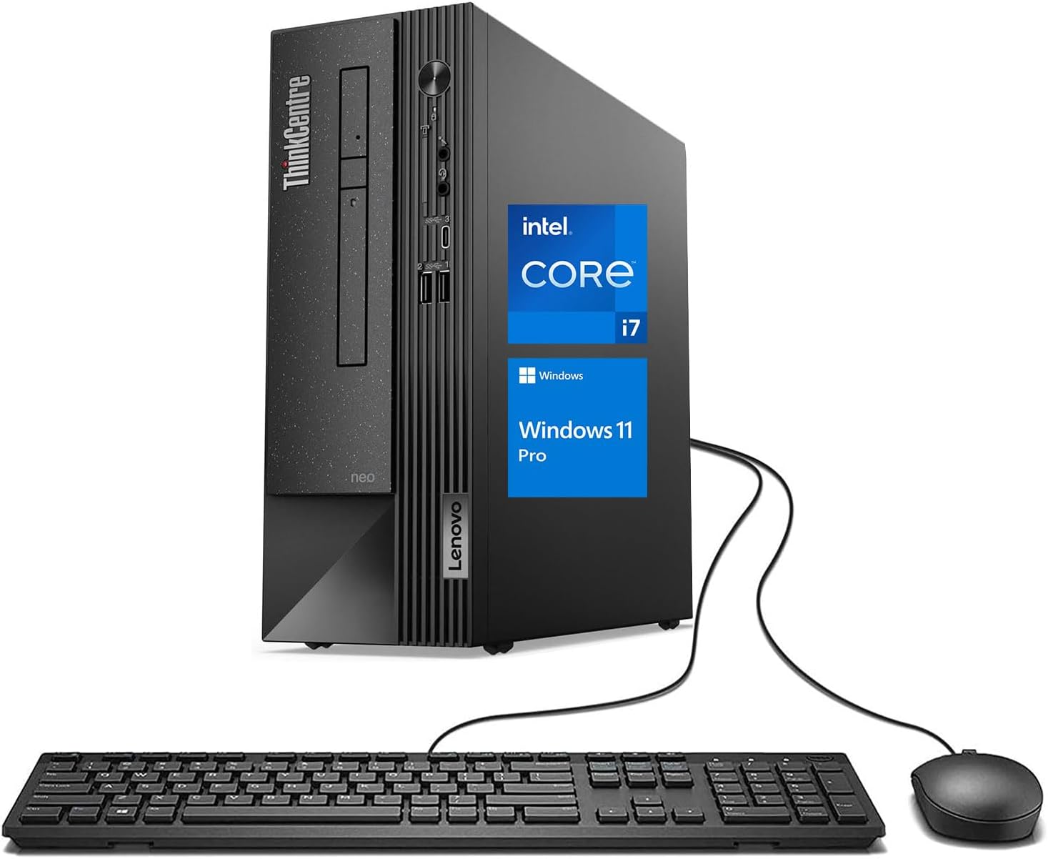 LENOVO ThinkCentre 50s Small Form Factor Business Desktop, Intel Core i7-12700K, 32GB RAM, 1TB SSD, DP, VGA, HDMI, Type C, SD Card Reader, Wired KB &amp; Mouse, Windows 11 Pro, Black