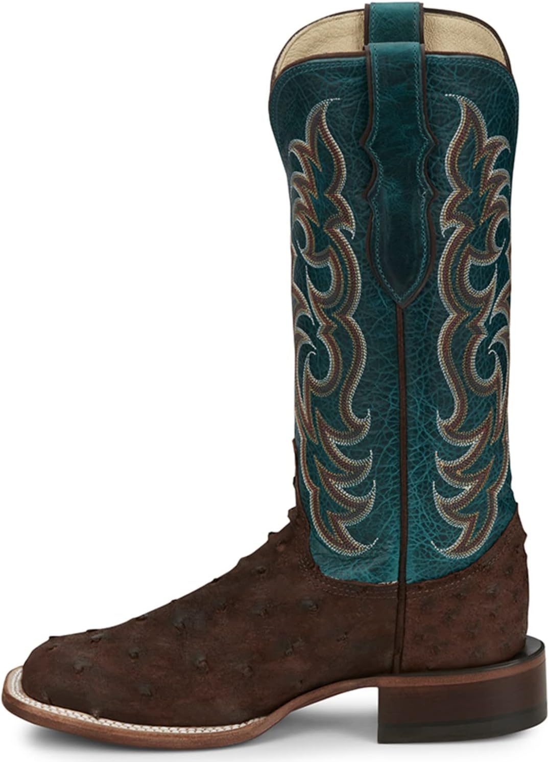JUSTIN Women's Exotic Full Quill Ostrich Western Boot Broad Square Toe - Aq8651