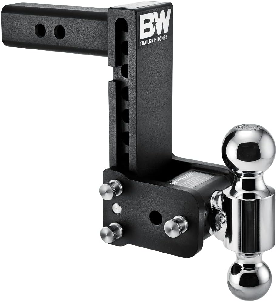 B&amp;W Trailer Hitches Tow &amp; Stow Adjustable Trailer Hitch Ball Mount - Fits 2" Receiver, Dual Ball (2" x 2-5/16"), 7" Drop, 10,000 GTW - TS10040B