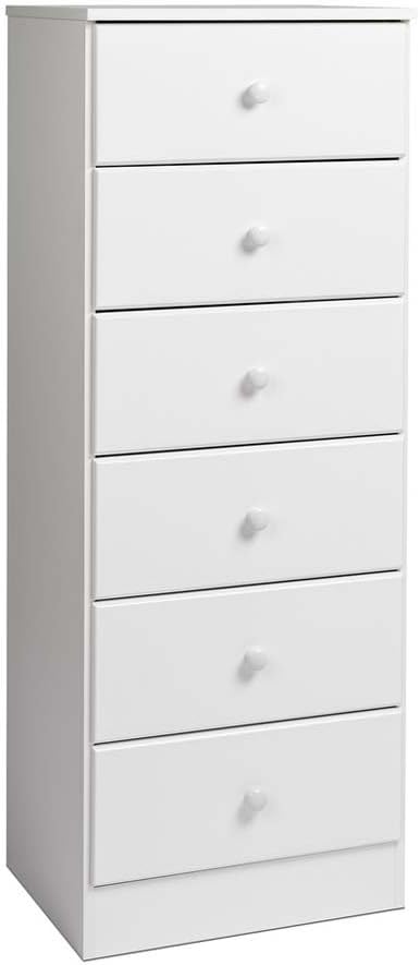 Prepac Astrid Tall White Dresser: 16"D x 20"W x 52"H, 6-Drawer Chest for Bedroom by Prepac - Perfect Chest of Drawers for Ample Storage
