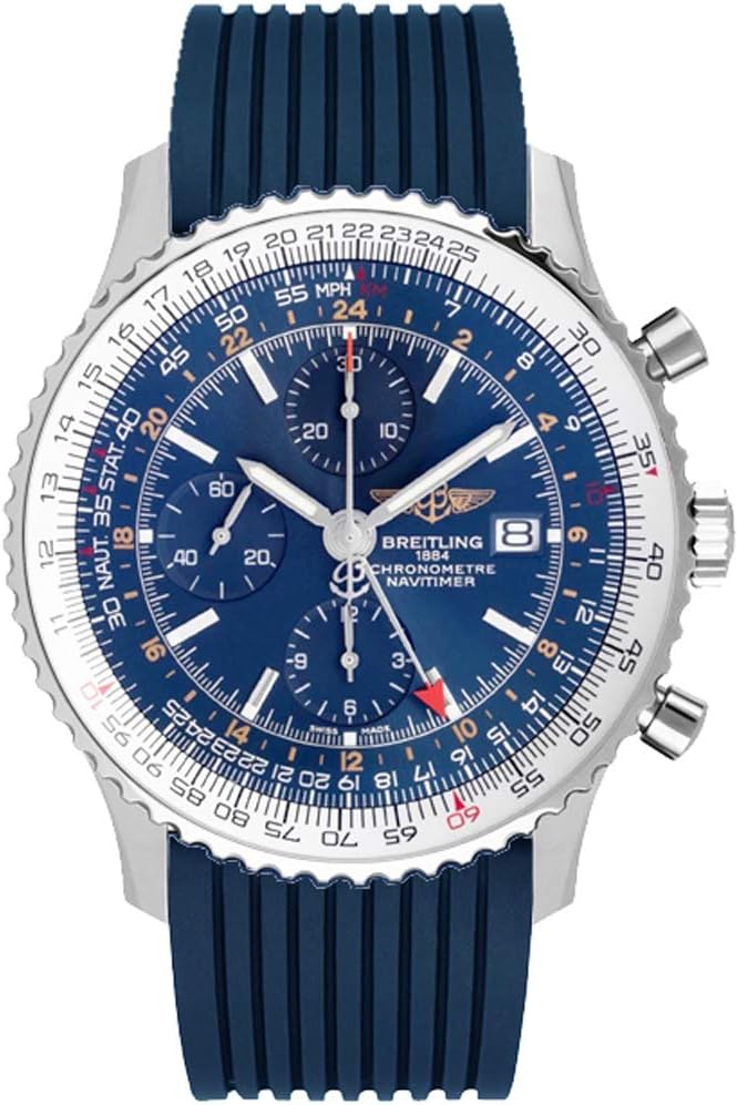 Breitling Navitimer World Blue Dial &amp; Rubber Strap Men's Watch A2432212/C651-258S