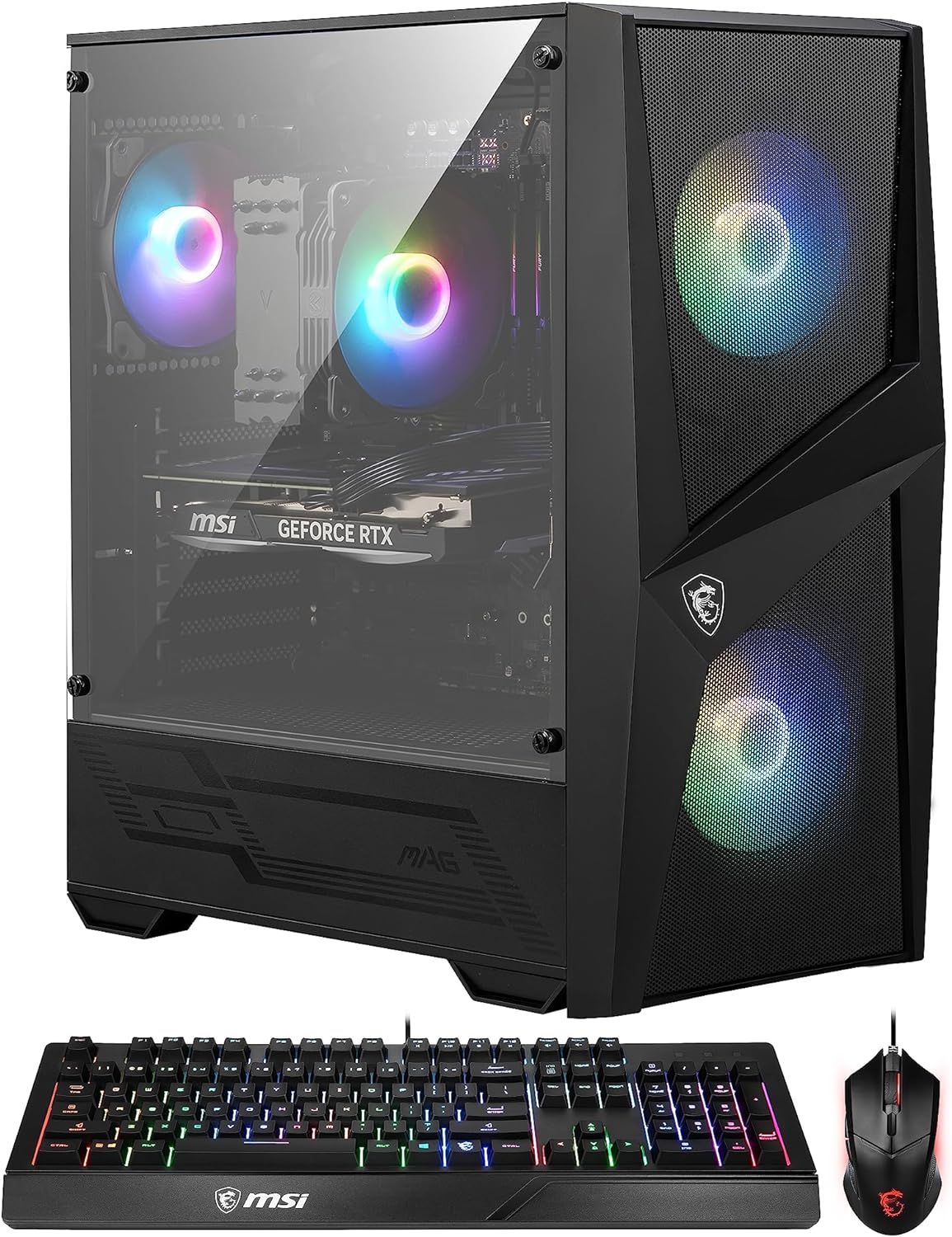 MSI Codex R Gaming Desktop: Intel Core i5-13400F, RTX 4060, 32GB DDR5, 2TB M.2 NVMe Gen3, RGB Fan Cooling, 650W 80+ Gold, Keyboard &amp; Mouse, DIY Friendly, Windows 11 Pro: 13NUC5-068US,Black