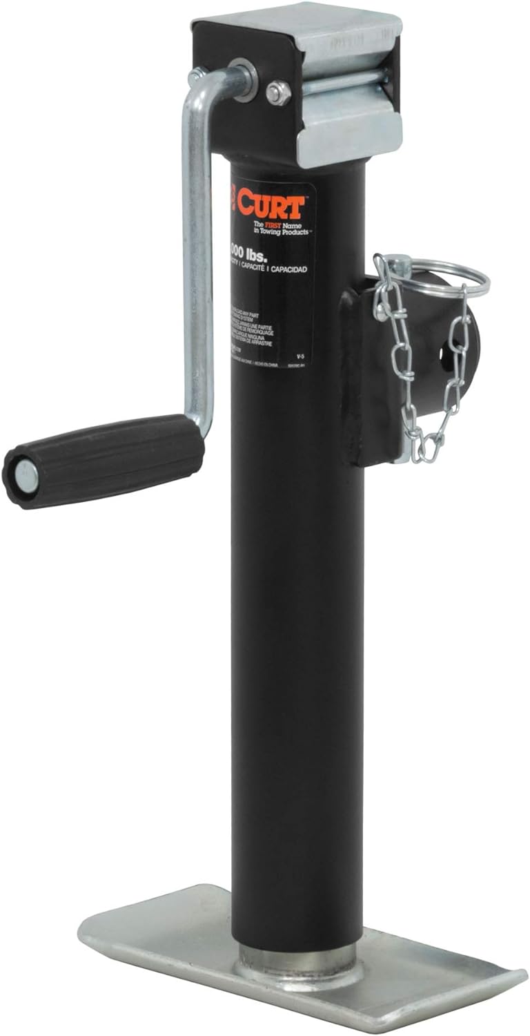 CURT 28321 Weld-On Pipe-Mount Swivel Trailer Jack, 2,000 lbs. 10 Inches Vertical Travel, black