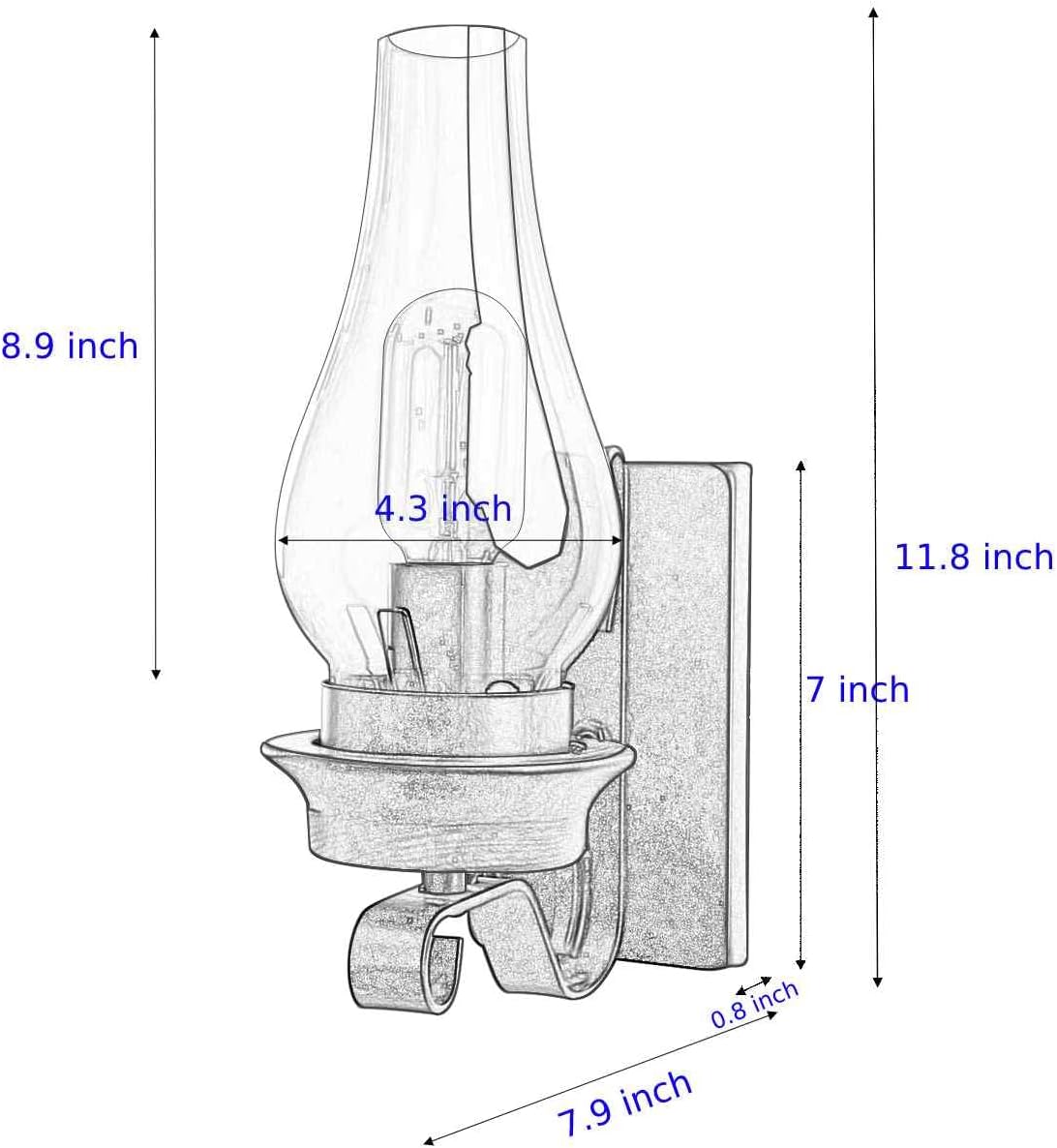 LightInTheBox Rustic Wall Sconce Vintage Farmhouse Wall Light Fixtures Industrial Glass Wall Lamp for Cabin Bedroom Living Room Hallway Fireplace (2PCS)