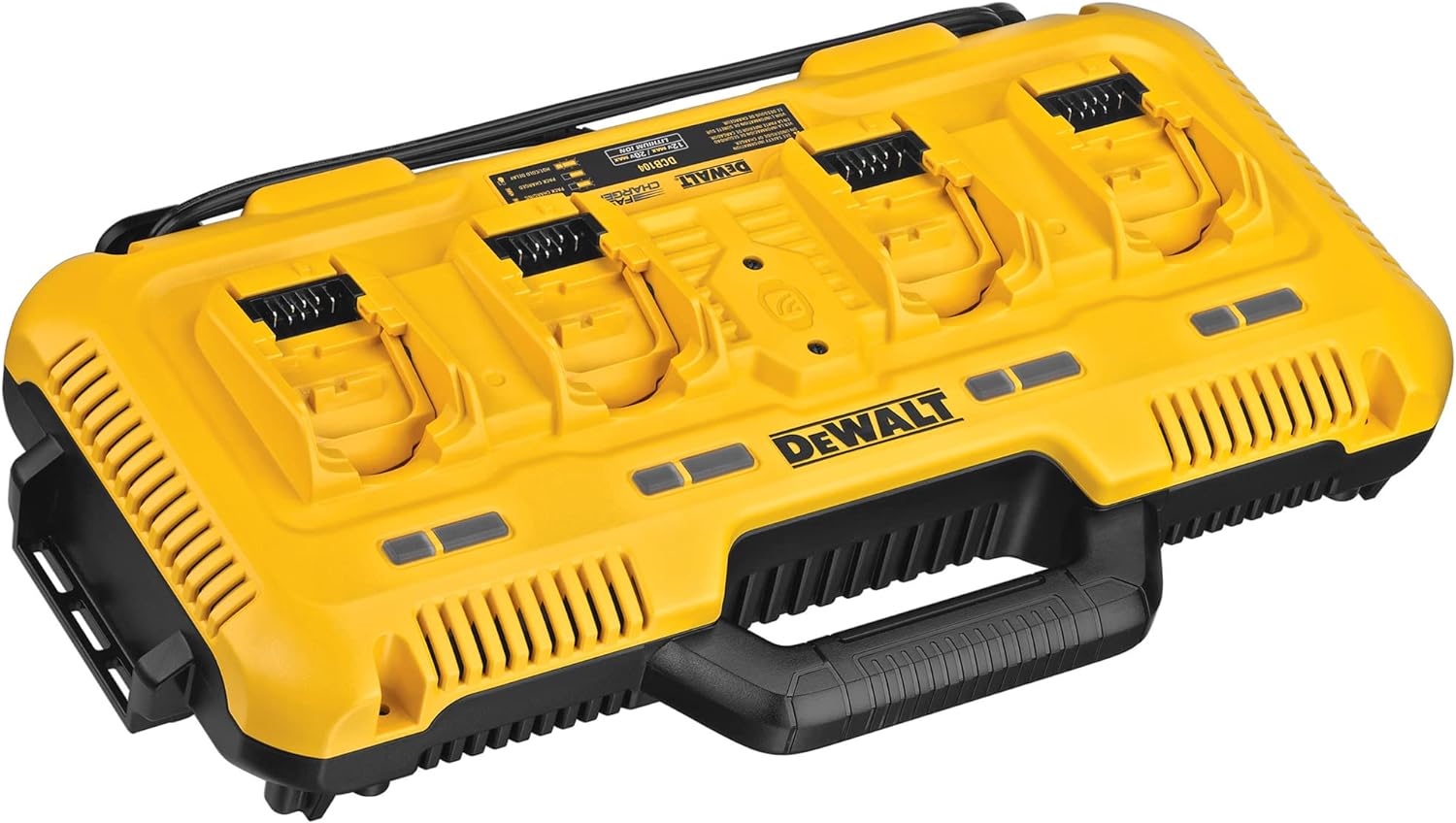 DEWALT 20V MAX* Charger, 4-Port, Rapid Charge (DCB104) , Black/Yellow