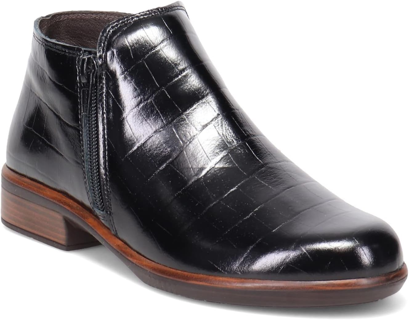 NAOT Footwear Women’s Helm Ankle Bootie with Cork Footbed and Arch Support – Double Zipper – Low Heel - Comfort and Support –– Lightweight and Perfect for Travel- Removable Footbed