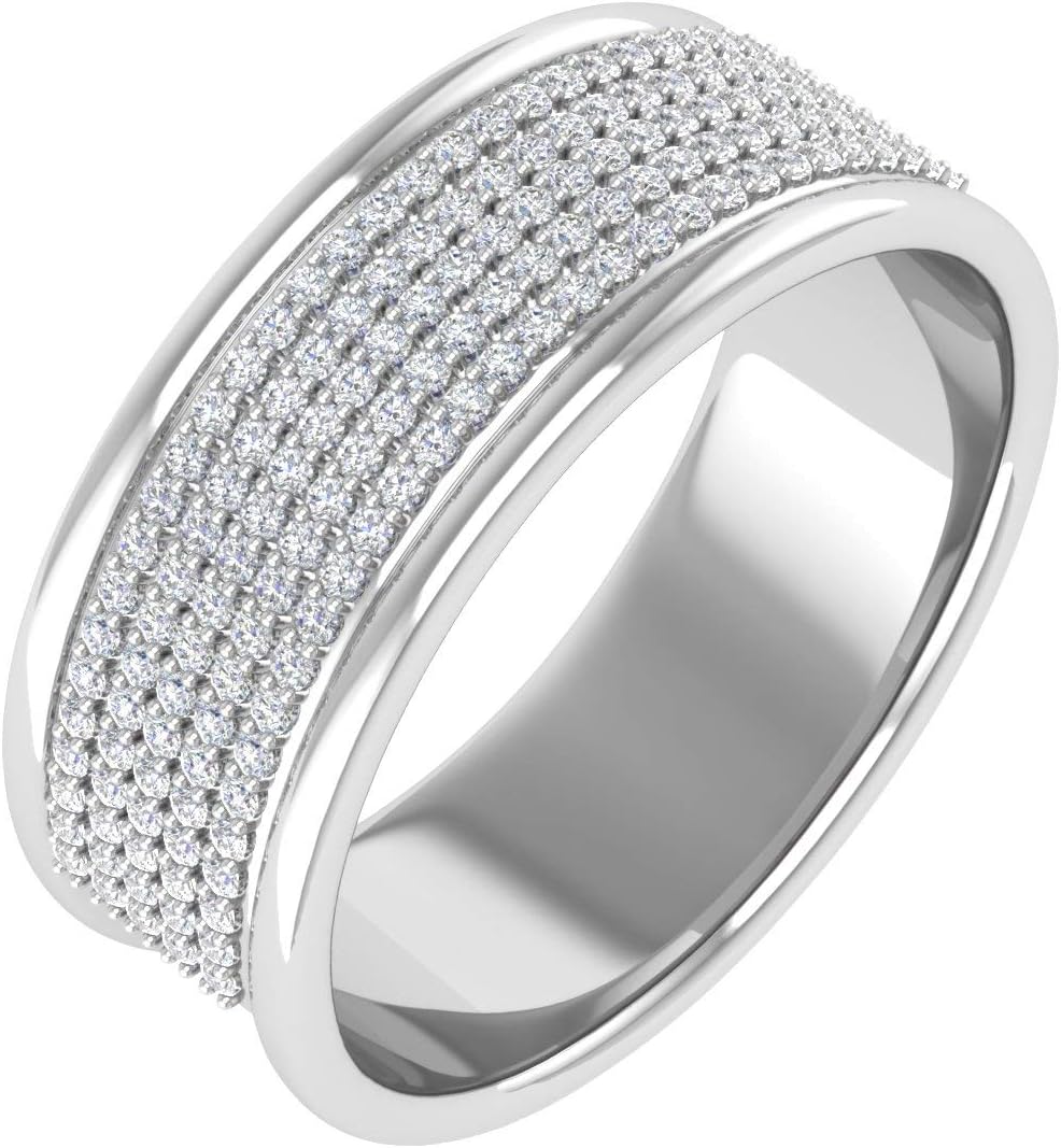 FINEROCK 0.30 Carat Round Diamond Wedding Band Ring in 10K Gold (I1-I2 Clarity)