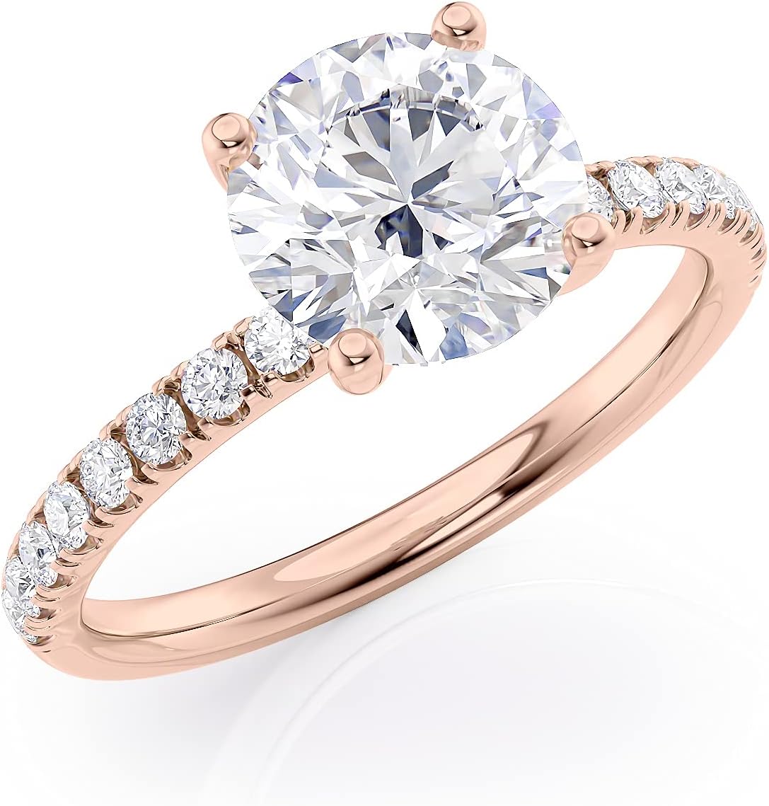 2 Carat Moissanite Engagement Ring with 1/3 Carat Round Natural Diamond in 14k Gold (G-H/SI, G-H/SI, cttw, DEW) for Women Size 4 to 11
