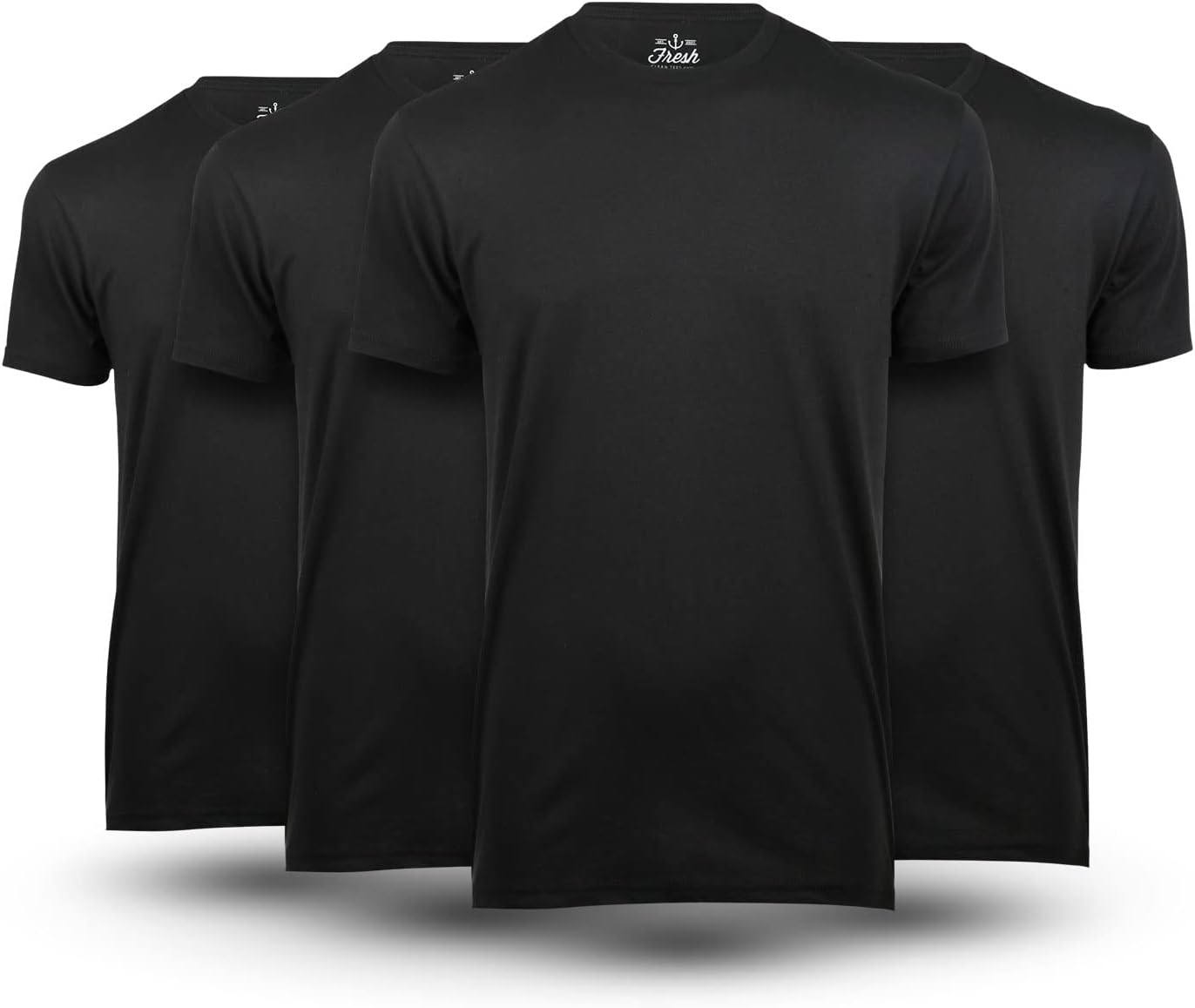 Fresh Clean Threads Crew Neck T-Shirt Pack for Men - Pre Shrunk Soft Fitted Premium Classic Tee - Men's T Shirts Cotton Poly