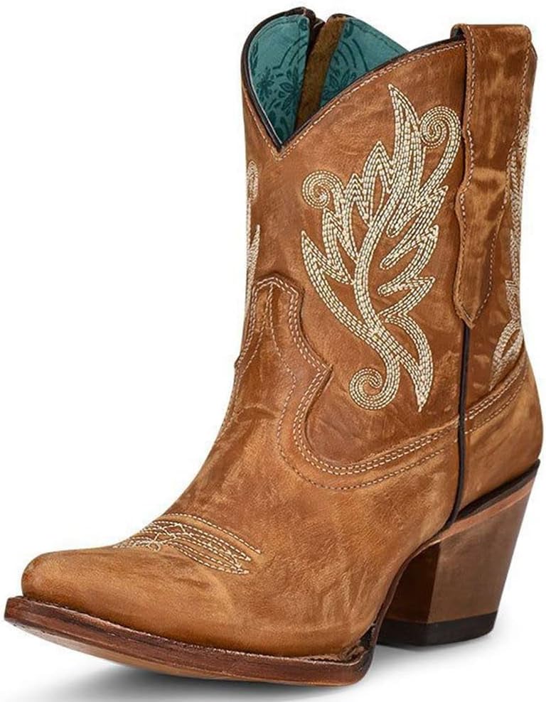 CORRAL LADIE'S GOLDEN EMBROIDERY ANKLE BOOT, LEATHER SOLE, URBAN A4218