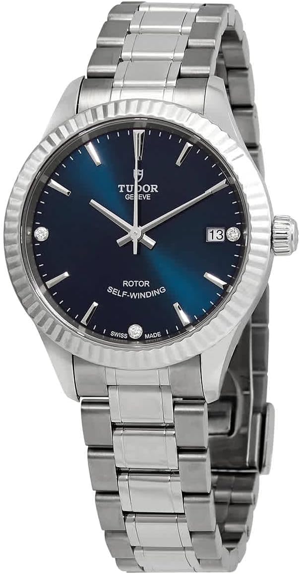 Tudor Automatic Blue with 3 Diamonds Dial Ladies Watch M12310-0017