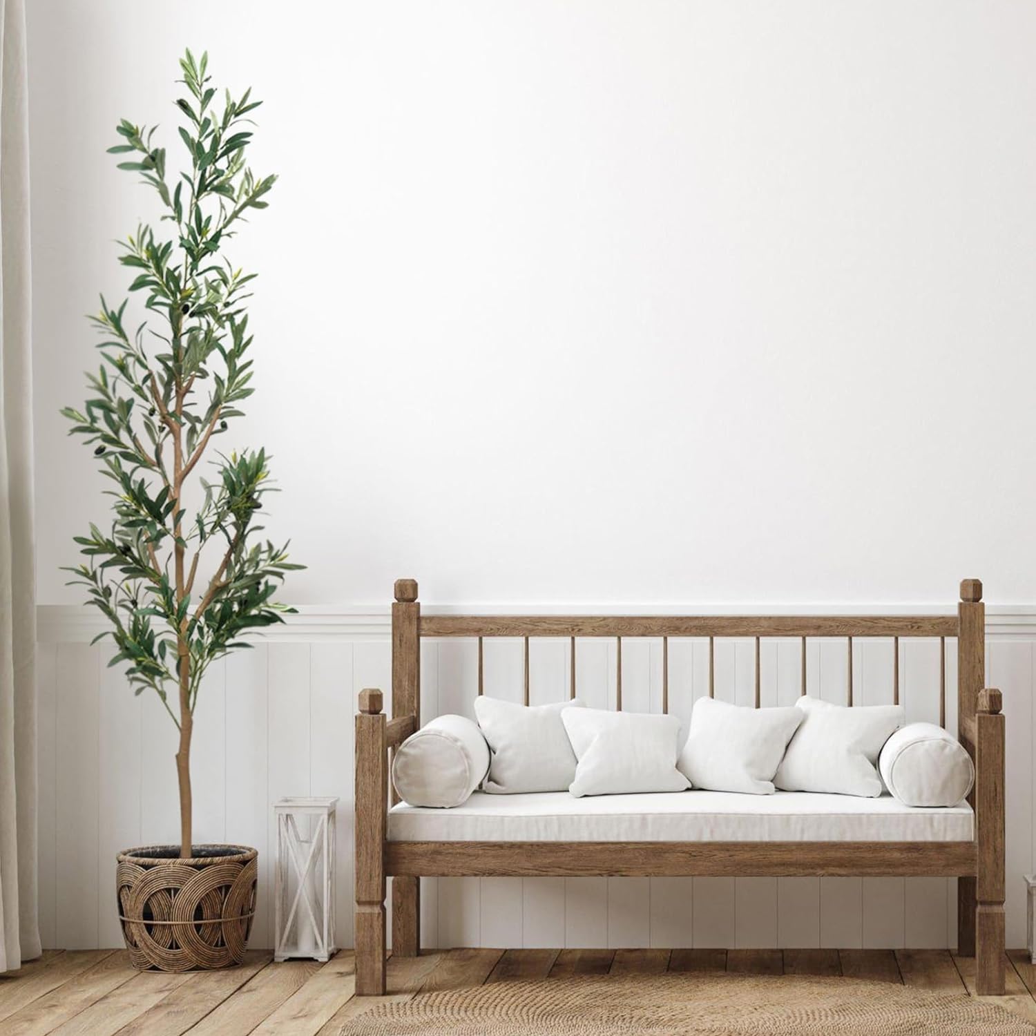 6.5FT (78'') Tall Artificial Olive Tree for Home Decor Indoor with Pot, Fake House Plants Home Decor Living Room, Floor Faux Plants Natural Artificial Tree