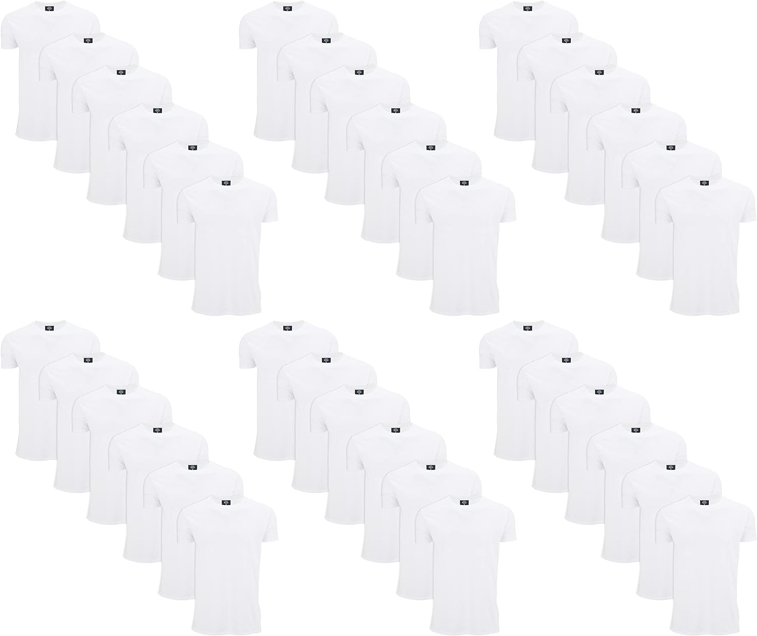 60 Pack of Bulk Mens Cotton Crew Tshirts, Assorted Wholesale Sleeve Tee Shirts