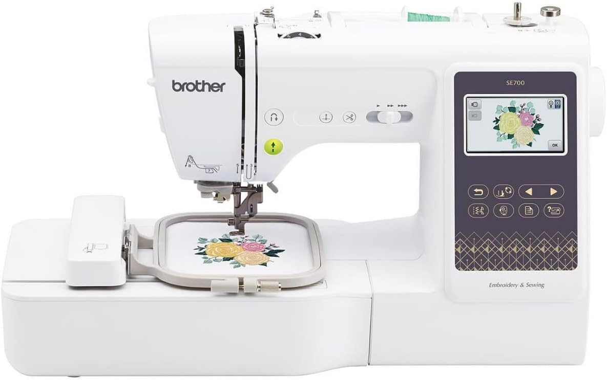 Brother SE700 Sewing and Embroidery Machine, Wireless LAN Connected, 135 Built-in Designs, 103 Built-in Stitches, Computerized, 4" x 4" Hoop Area, 3.7" Touchscreen Display, 8 Included Feet