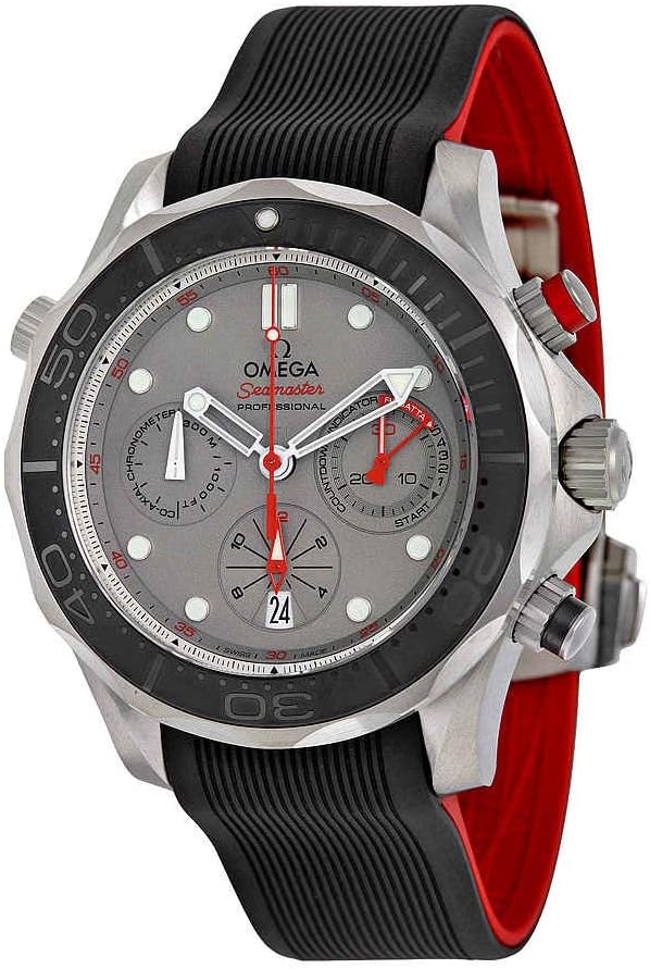 Omega Seamaster Diver 300 Chronograph Automatic Grey Dial Black Rubber Mens Watch 21292445099001