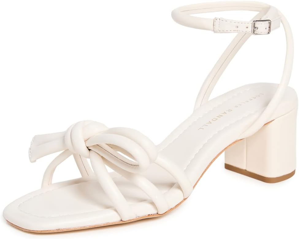 Loeffler Randall Women's Mikel Leather Bow Mid-Heel Sandals