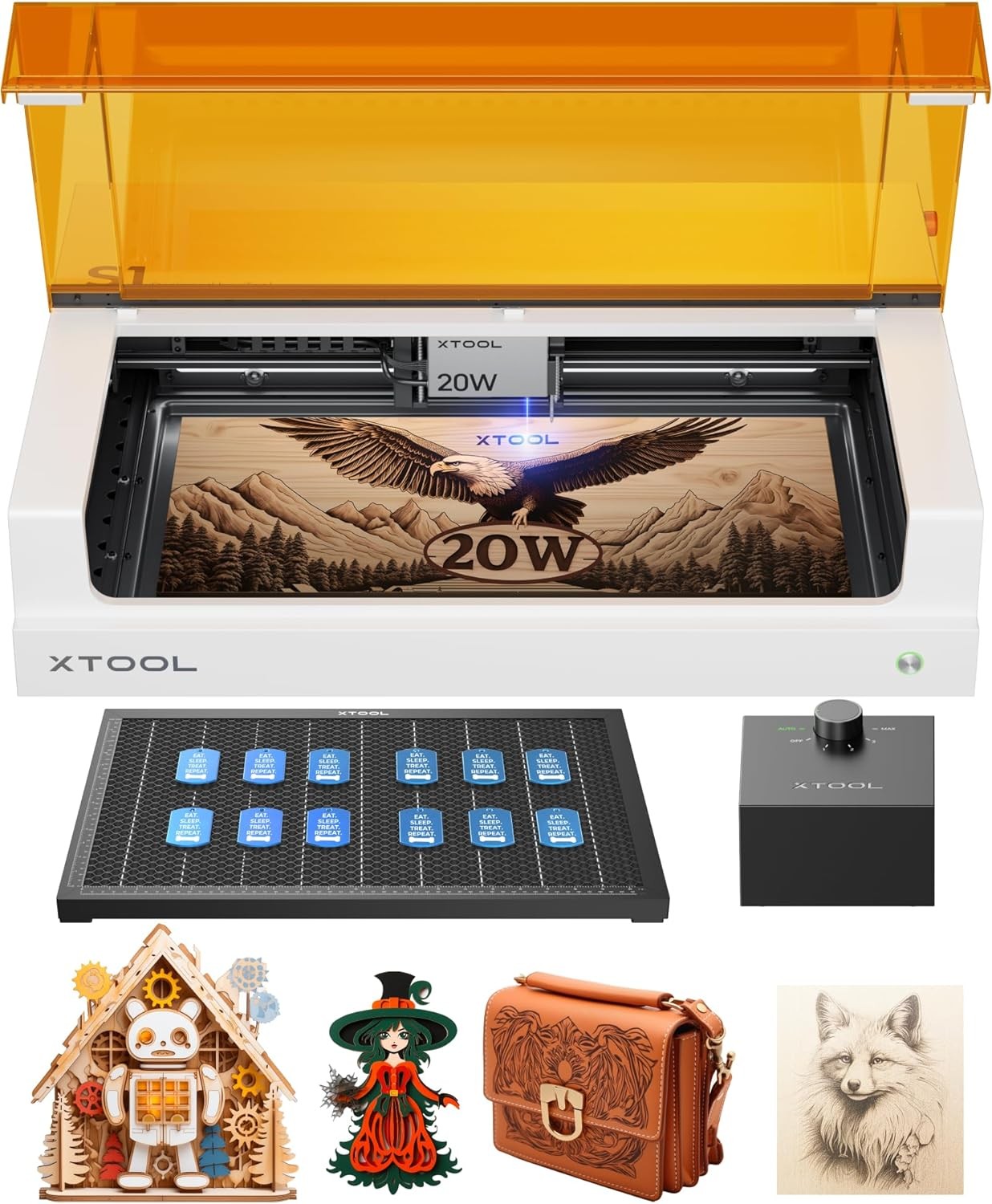 xTool S1 Laser Engraving Machine, 20W (20,000mW) Class 1 Enclosed Diode Laser Cutting Machine and Laser Engraving Machine