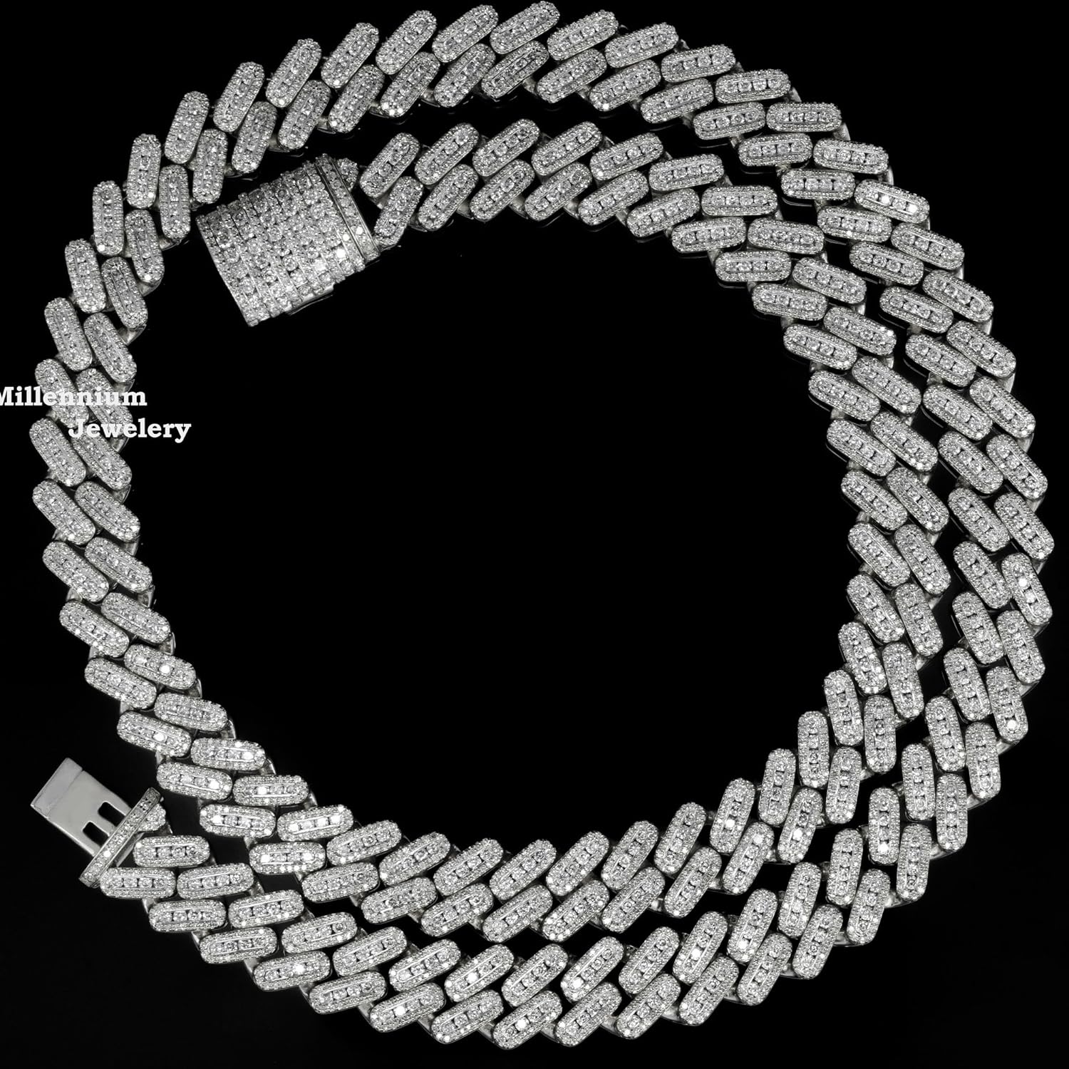 20.73 CTW Iced Out Gold and 925 Sterling Silver Cuban Chain in D Color Moissanite Diamond Hip Hop Style Cuban Chain in 18" to 22" Inch