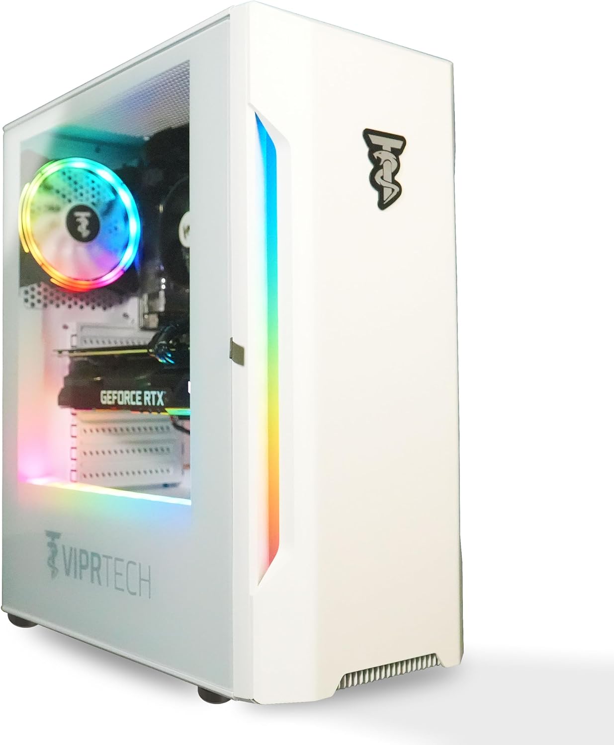 ViprTech Rebel 4.0 Gaming PC - AMD Ryzen 7 (16-LCore 4.1Ghz), RTX 4060 8GB, 32GB DDR4 3200 RAM, 1TB NVMe SSD, 600W Gold PSU, VR-Ready, Streaming, WiFi, RGB, Win 11 Pro, White Desktop Computer