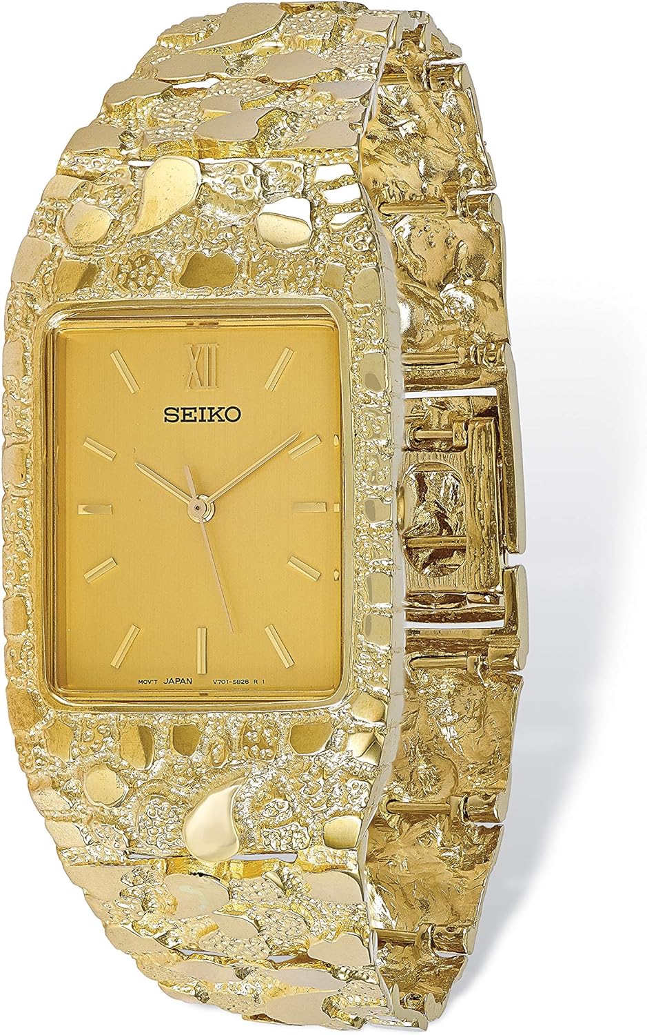 10k Champagne 27x47mm Dial Square Face Nugget Watch