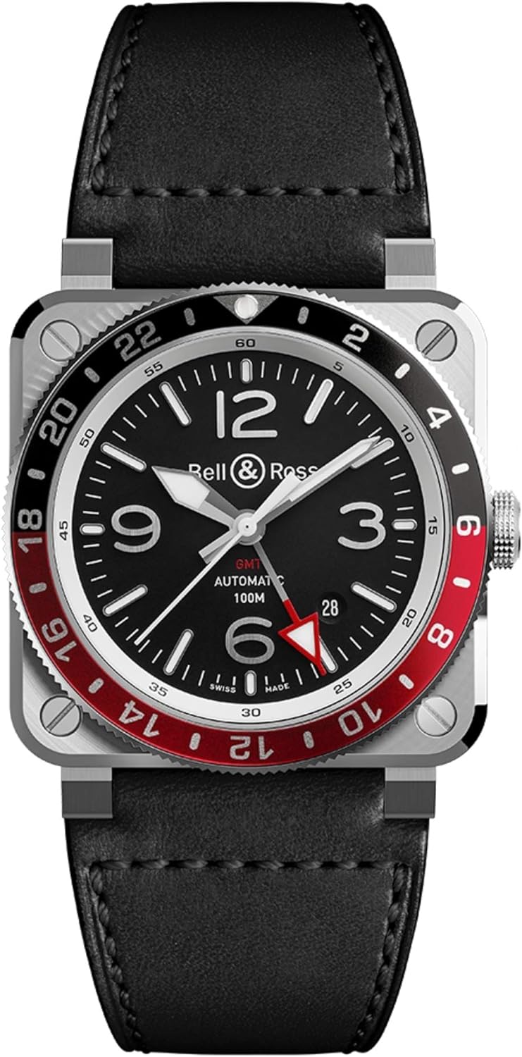 Bell &amp; Ross BR 03-93 GMT Red/Black Bezel BR0393-BL-ST/SCA
