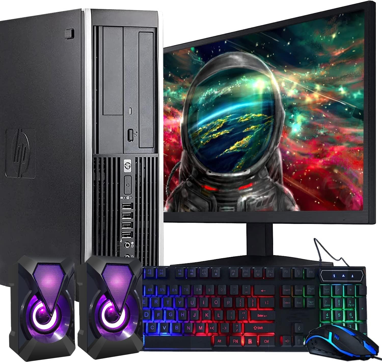 HP Elite Desktop Computer PC, 3.1 GHz, Intel Core i5, 16GB, RAM, 2TB HDD, New 22 inch LED Monitor, RGB Speaker and Keyboard Mouse, WiFi, Windows 10 Pro (Renewed)