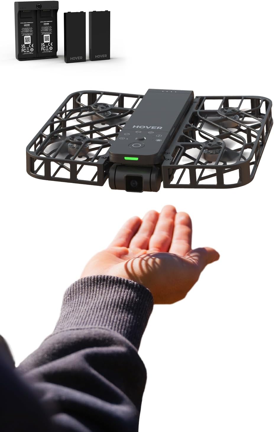X1 Drone with Camera, Self-Flying Camera Drone with Follow Me Mode, Foldable Mini Drone with HDR Video Capture, Palm Takeoff, Intelligent Flight Paths, Hands-Free Control Black (Combo Plus)