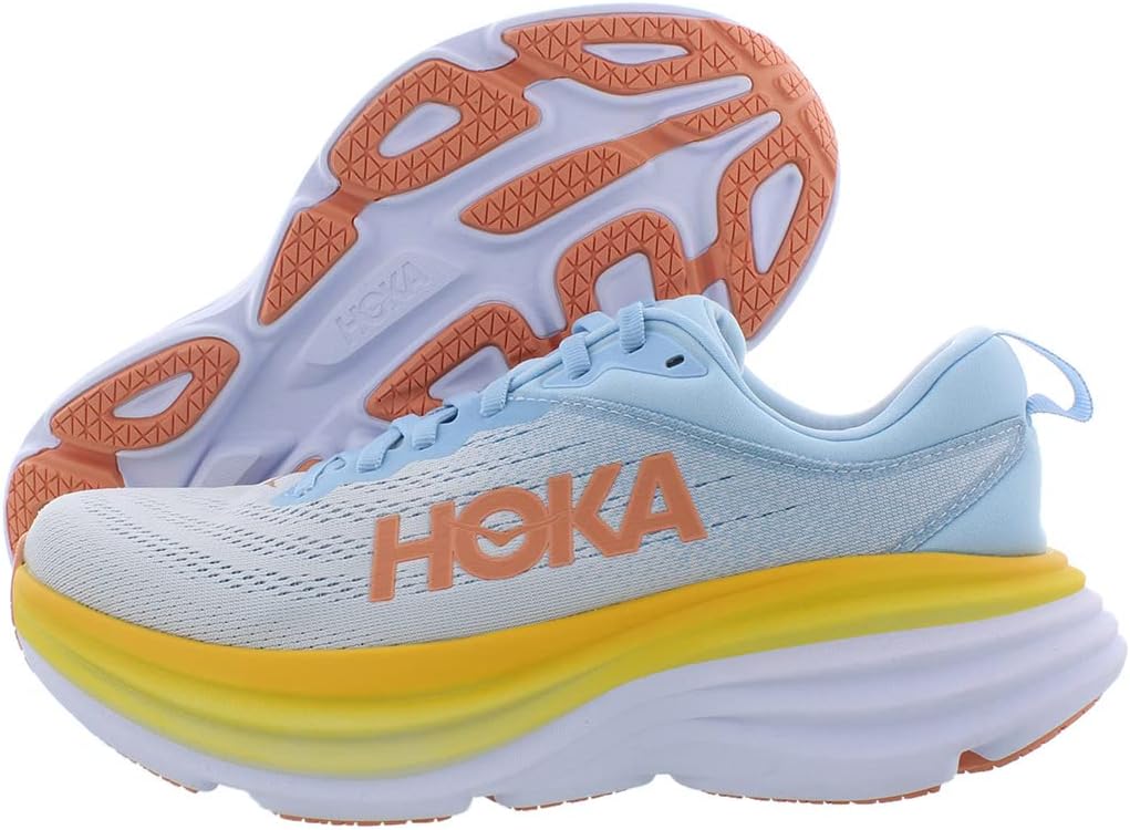 HOKA ONE ONE Bondi 8 Wide Womens Shoes Size 9.5, Color: Summer Song/Country Air Blue