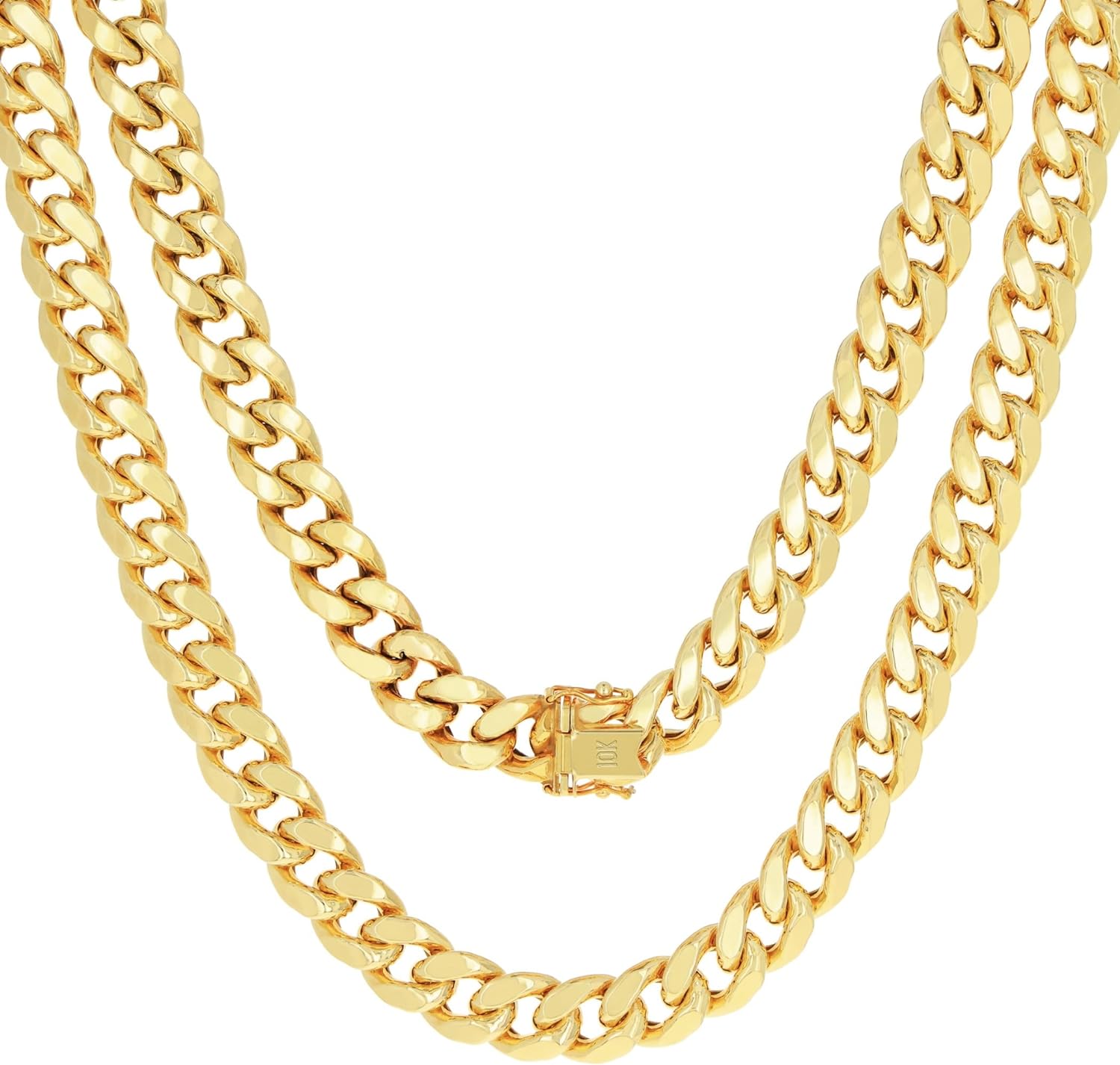 Nuragold 10k Yellow Gold 7.5mm Miami Cuban Link Chain Necklace, Mens Womens Jewelry Box Clasp 16" 18" 20" 22" 24" 26" 28" 30"