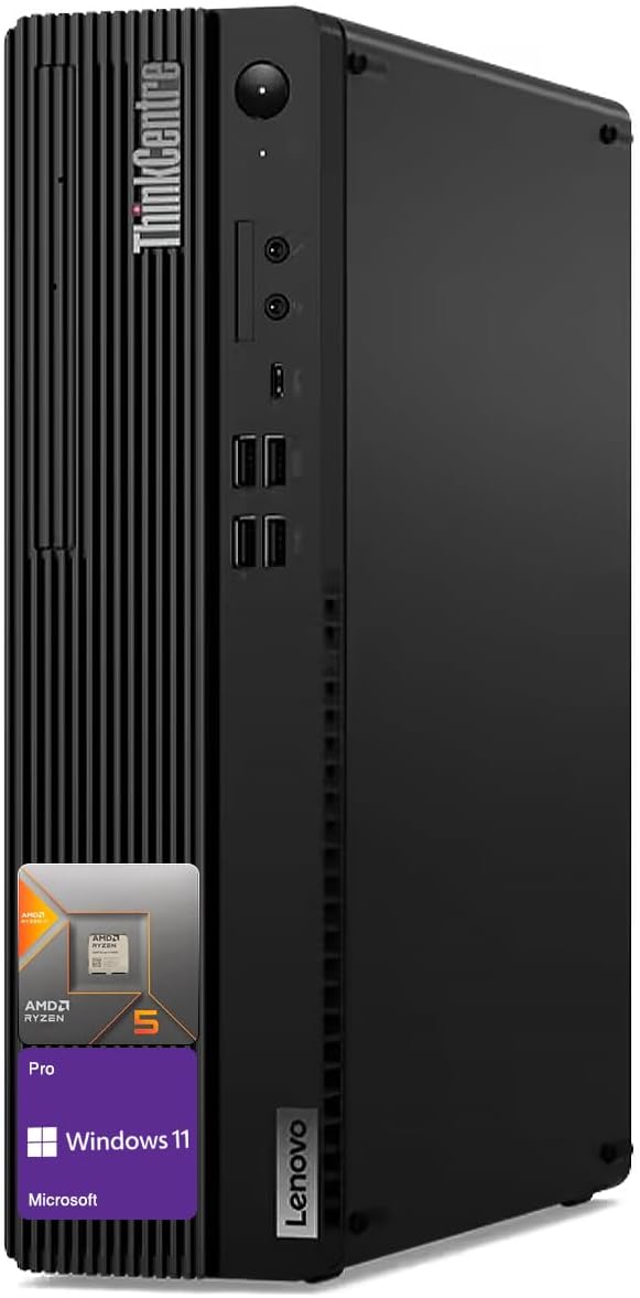 Lenovo ThinkCentre Business SFF Desktop, AMD Ryzen 5 Pro 4650G(Beat i5-10400), AMD Radeon Graphics, 16GB RAM, 512GB SSD, Bluetooth, Wired KB &amp; M, Wi-Fi 6, HDMI, DP, Windows 11 Pro, Black