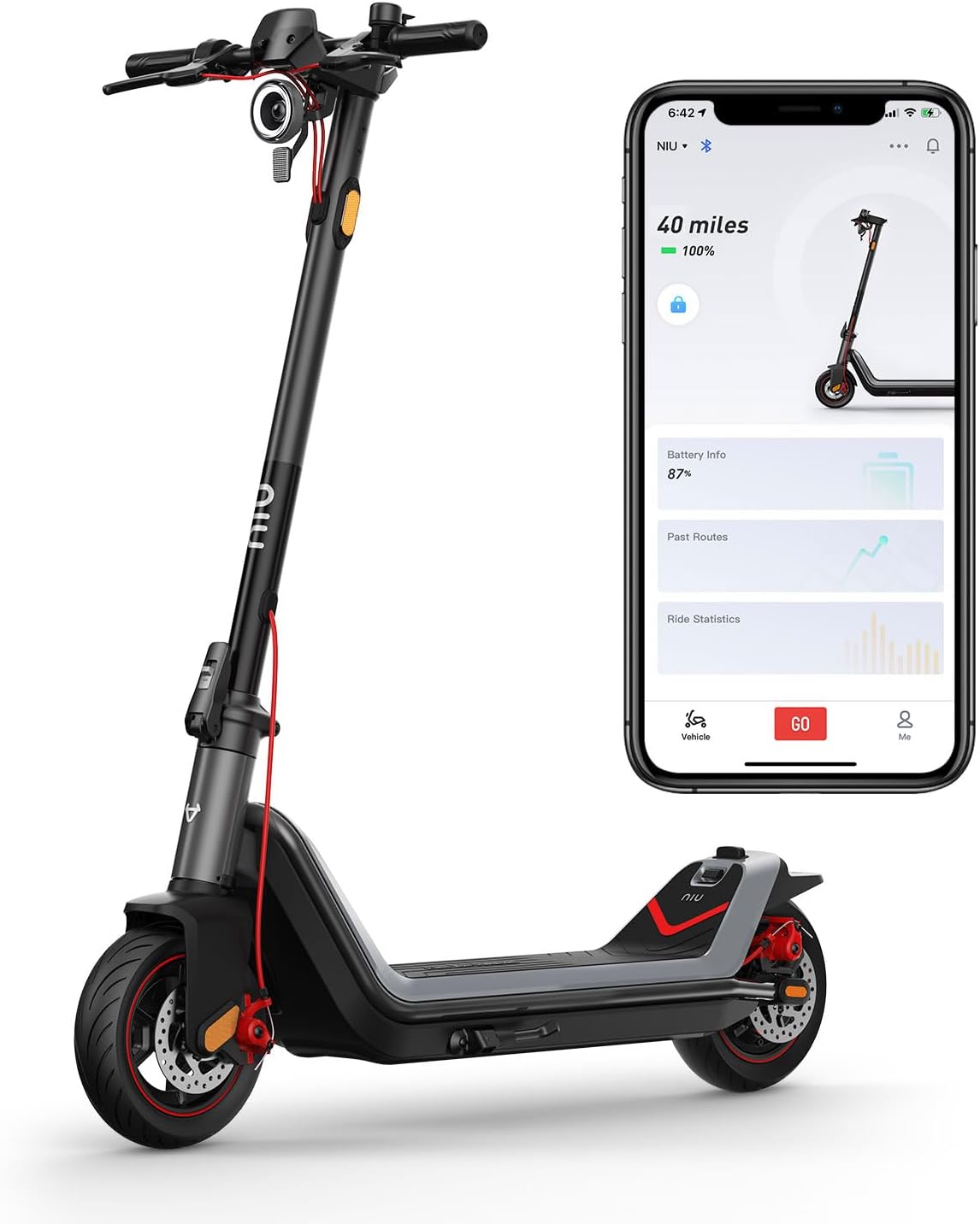 NIU Heavy Duty Electric Scooter, 600W-900W Max Power. 25-41 Miles Long Range, 17-24 MPH, Self-Healing/Tubeless Tires, E Scooter for Adults, Portable Folded Escooter
