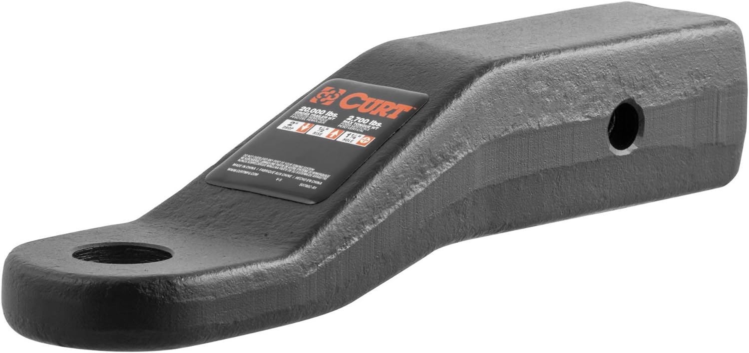 CURT 45456 Commercial Duty Forged Trailer Hitch Ball Mount, Fits 2-1/2-Inch Receiver, 20,000 lbs, 1-1/4-Inch Hole, 2-Inch Drop, 1/2-Inch Rise