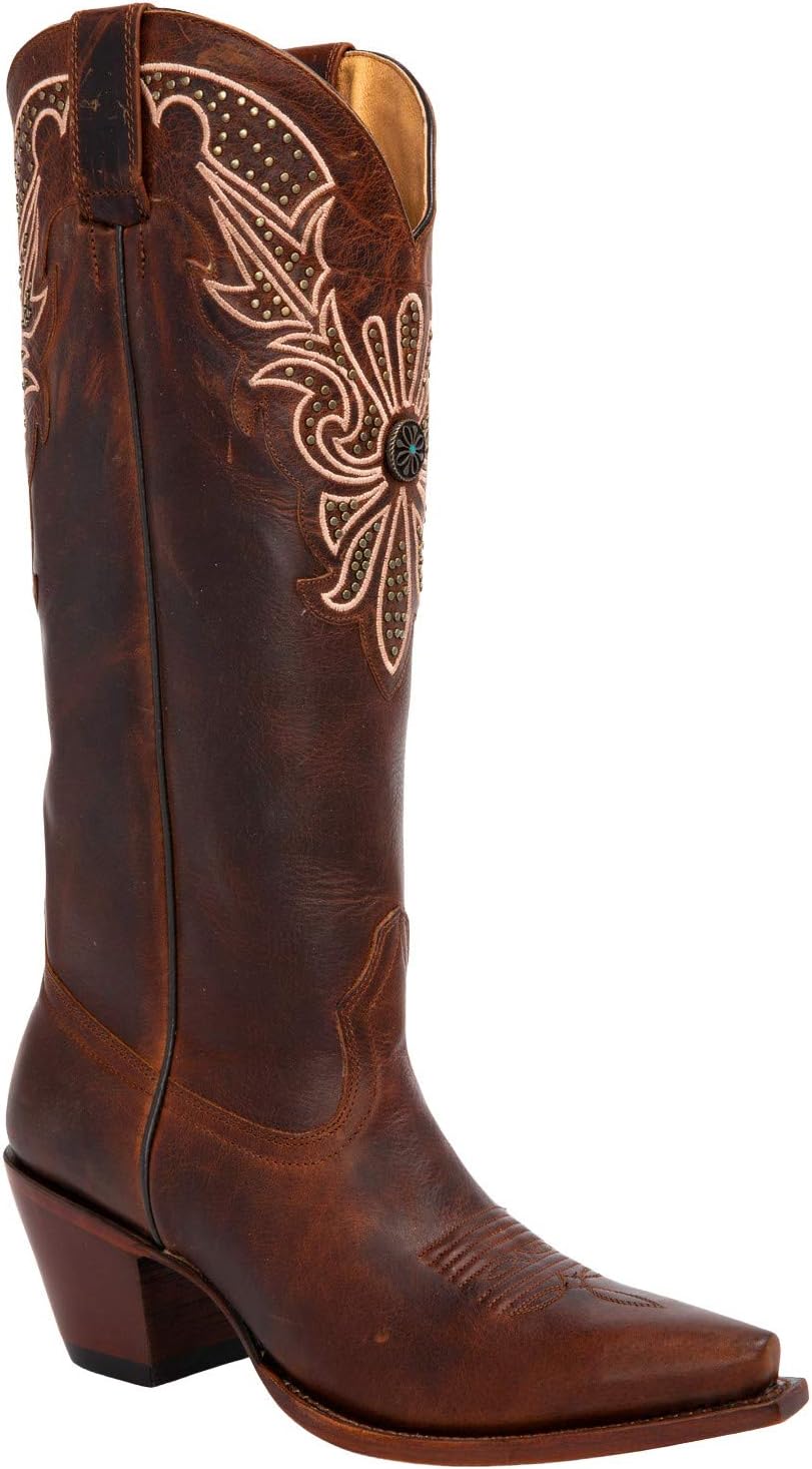 Shyanne Women's Mariel Floral Embroidered Studded Concho Western Boot Snip Toe - Bbw237