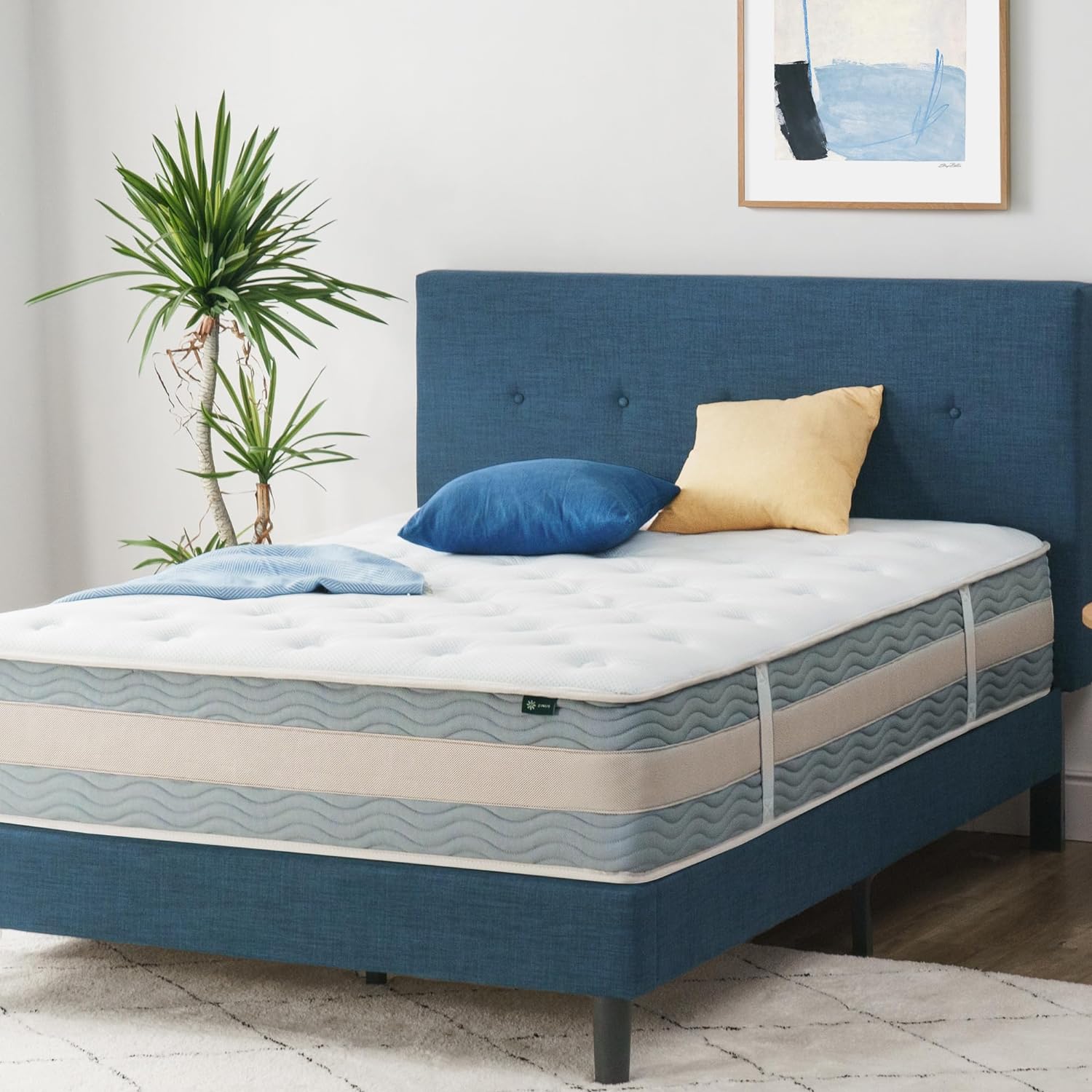 Zinus 12 Inch Cooling Comfort Support Hybrid Mattress [New Version], Queen, Fiberglass Free, Medium Plush, Cooling Motion Isolation, Certified Safe Foams &amp; Fabric, Mattress in A Box