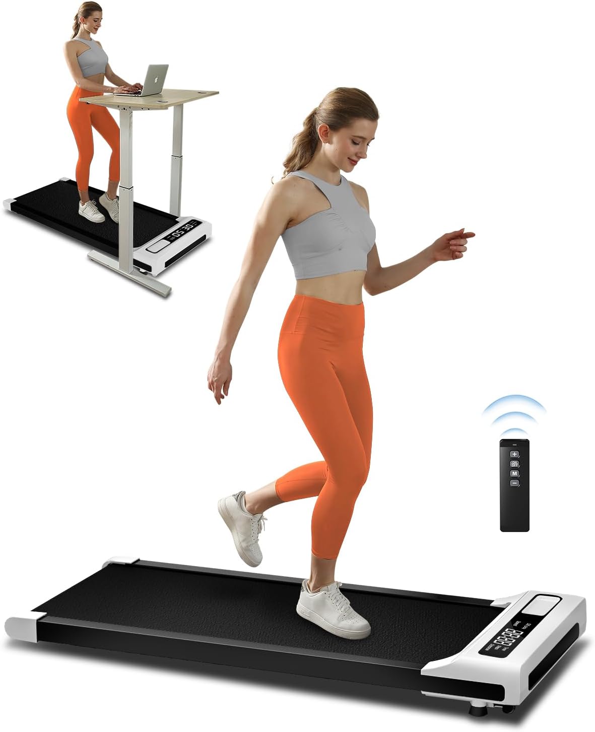 Walking Pad 2 in 1 for Walking and Jogging, Under Desk Treadmill for Home Office with Remote Control, Portable Walking Pad Treadmill Under Desk, Desk Treadmill in LED Display