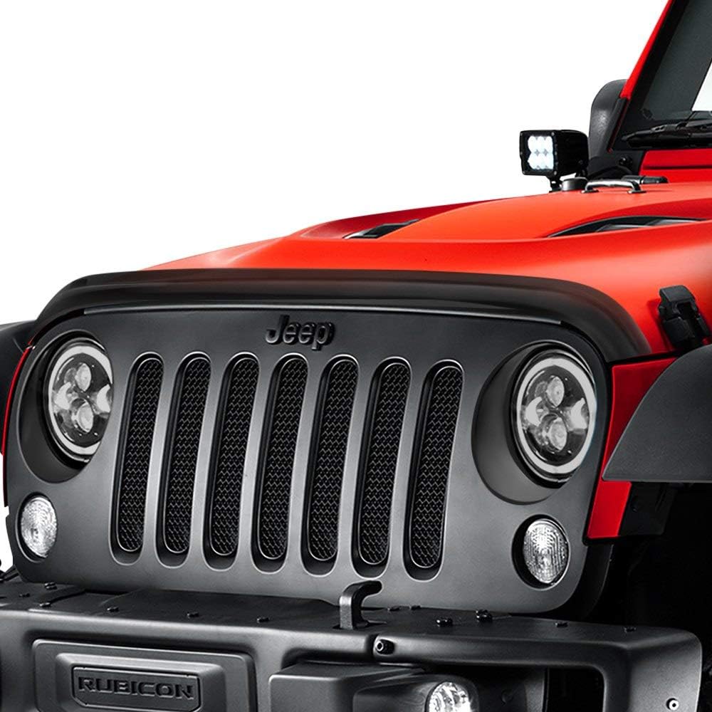 Rugged Ridge | Hood Bug Deflector, Wraparound, Smoke | 11350.02 | Fits 2007-2018 Jeep Wrangler JK