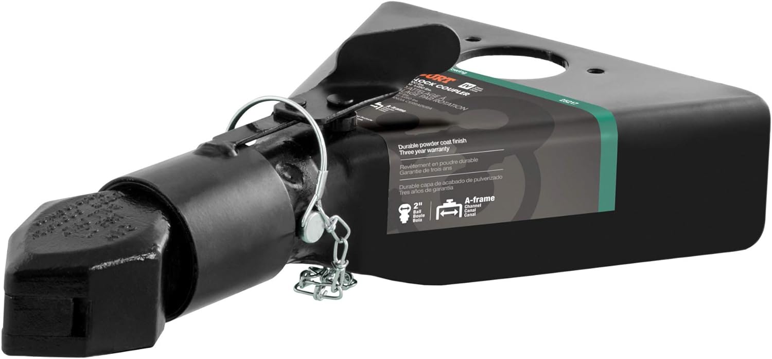 CURT 25217 Black A-Frame Trailer Coupler, 2-Inch Hitch Ball, 7,000 lbs