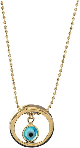 Women 18k Solid Gold with Diamond Sapphire Necklace for Women Eye Shaped Pendant Necklace Jewelry Gift for Women Girls, yellow