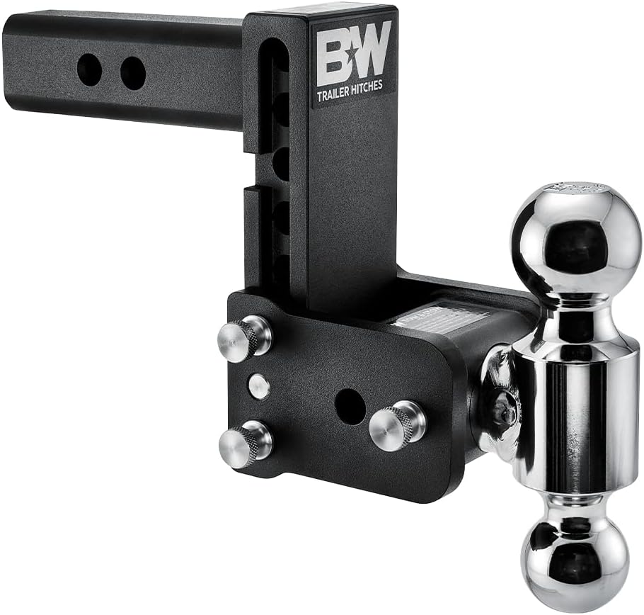 B&amp;W Trailer Hitches Tow &amp; Stow Adjustable Trailer Hitch Ball Mount - Fits 2" Receiver, Dual Ball (2" x 2-5/16"), 5" Drop, 10,000 GTW - TS10037B