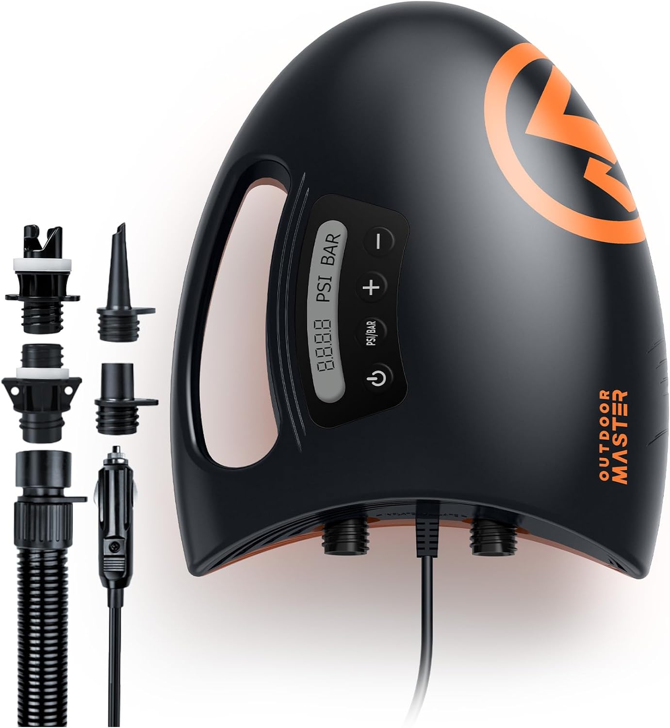 OutdoorMaster 20PSI High Pressure SUP Air Pump Shark - Intelligent Dual Stage Inflation &amp; Auto-Off &amp; Deflation, 12V DC Car Connector, for Inflatable Stand Up Paddle Boards, Boats