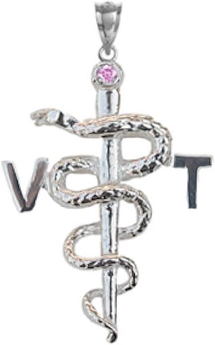 VET TECH VT graduation jewelry gift with pink sapphire silver