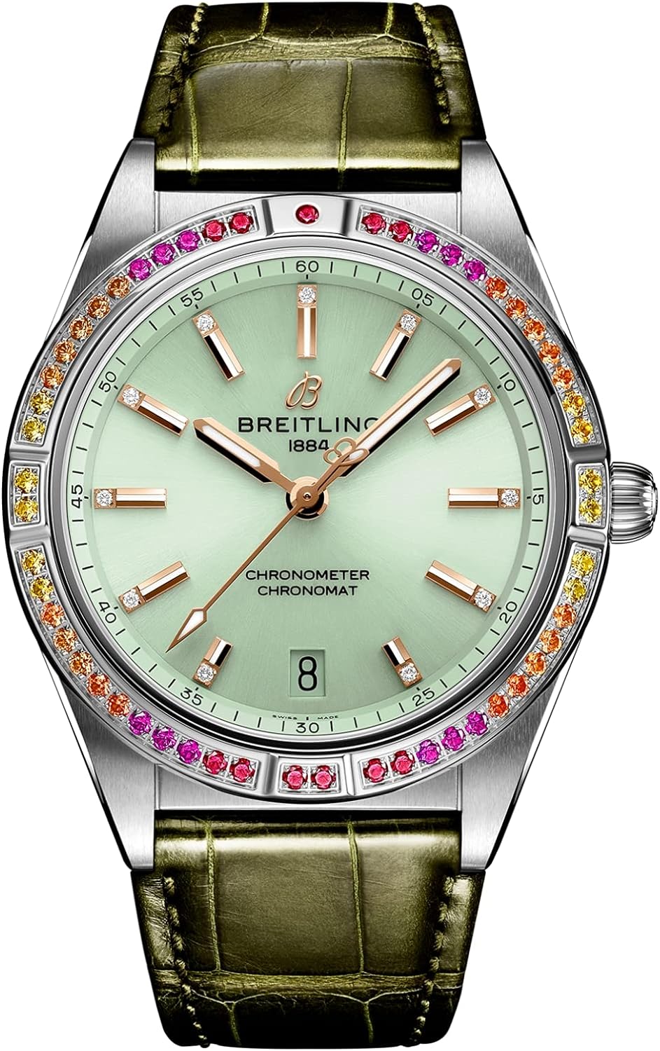 Breitling Gem Set Chronomat Automatic 36 mm South Sea Mint Green Watch A10380611L1P1