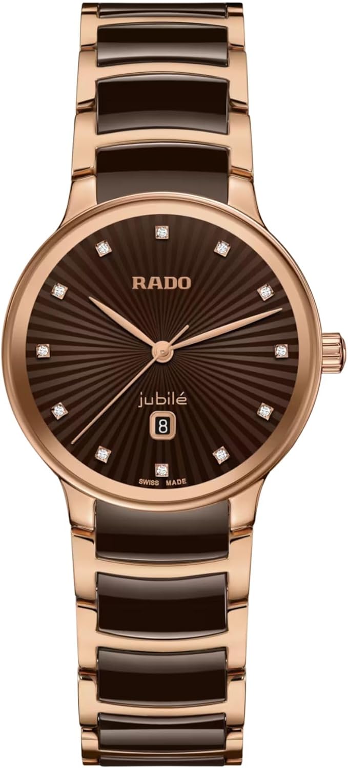 Rado Centrix Diamonds Ladies with Date Display Brown Dial and Swiss Quartz Movement