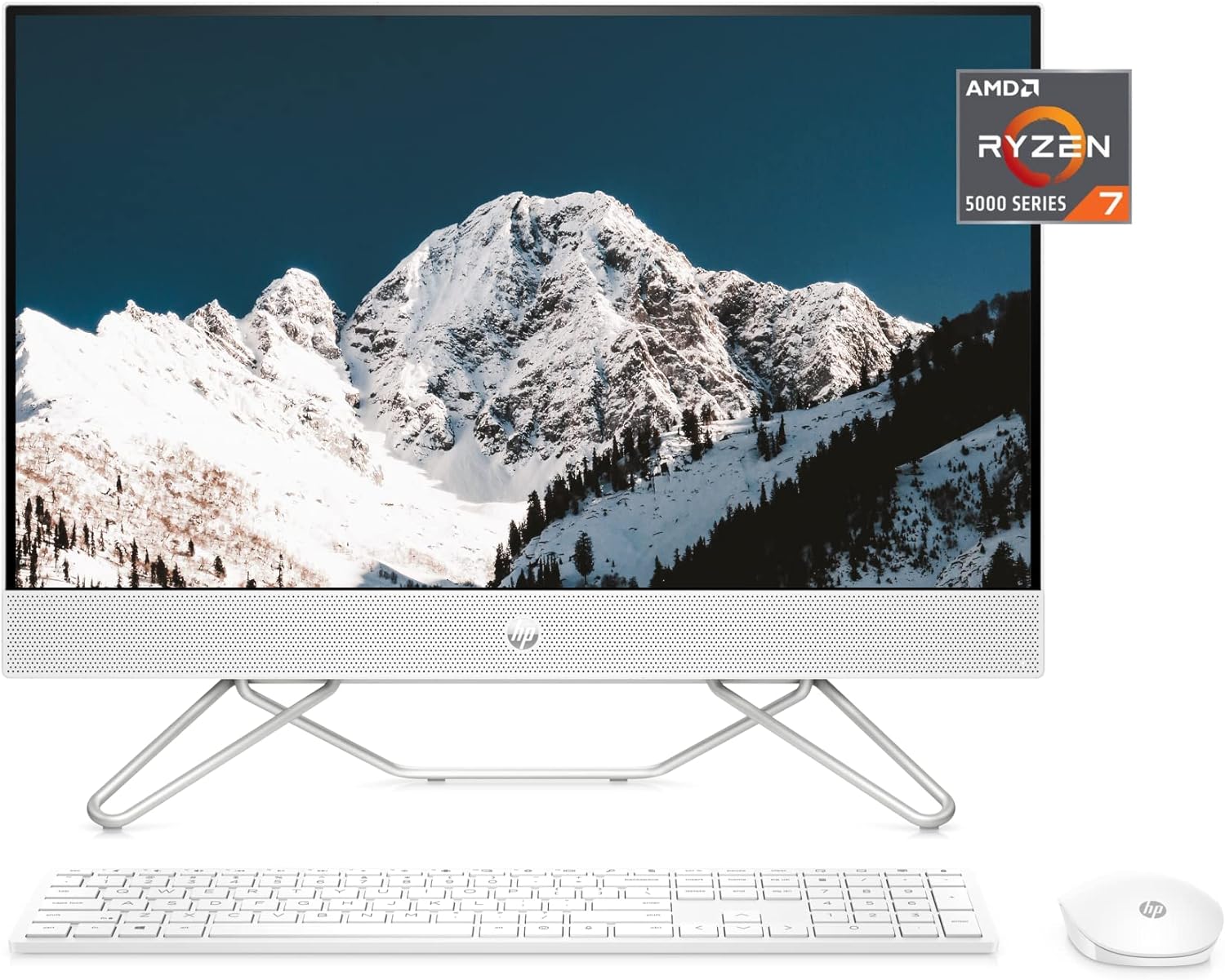 HP 27” All-in-One Desktop PC, AMD Ryzen 7 5700U, 12 GB RAM, 256 GB SSD &amp; 1 TB Hard Drive, Full HD IPS Display, Windows 11 Pro, 720p Privacy Webcam, Dual Mics, Keyboard and Mouse (27-CB0052, 2022)