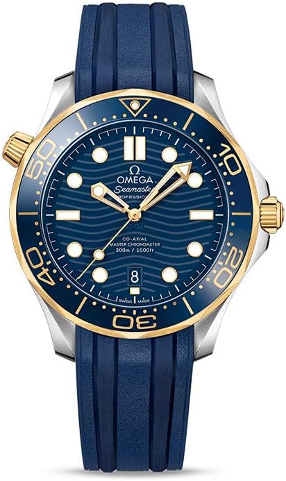Omega Seamaster Automatic Chronometer Steel &amp; 18kt Yellow Gold Blue Dial Men's Watch 210.22.42.20.03.001