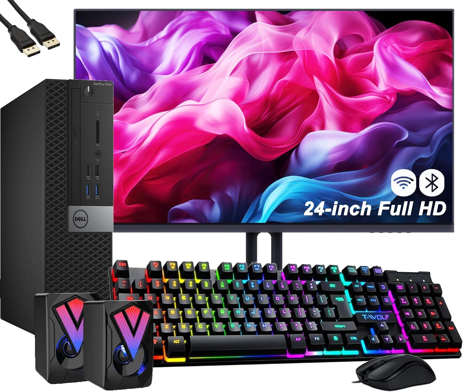 Dell OptiPlex 5040 SFF Desktop Computer PC Bundle Setup with New 23.8" FHD Monitor Inter Core i5-6600 3.3GHz 4-Cores 8GB 256GB SSD, Keyboard &amp; Mouse, Wi-Fi, Bluetooth, Windows 10 Pro (Renewed)