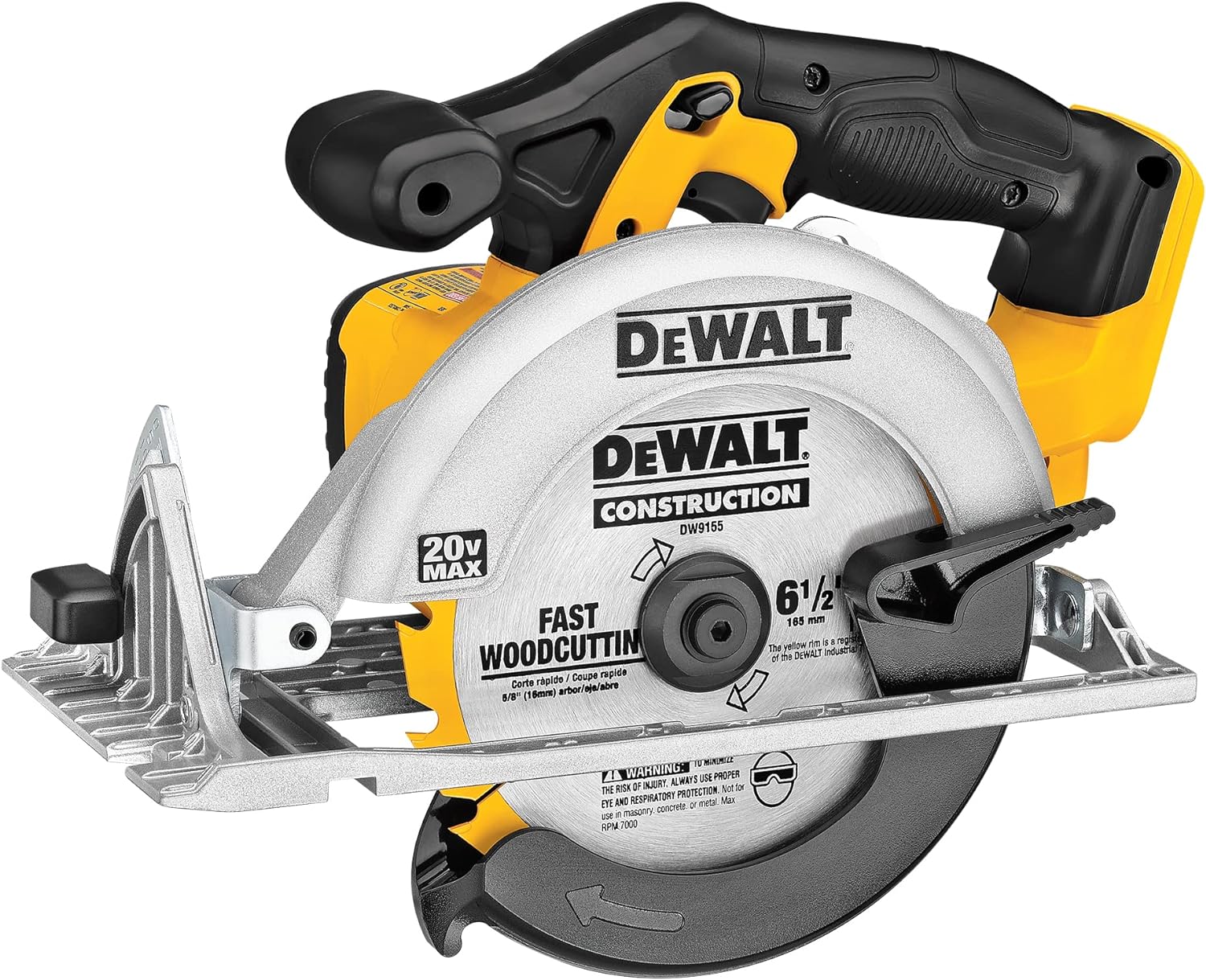 DEWALT 20V MAX Circular Saw, 6-1/2-Inch Blade, 460 MWO Engine, 0-50 Degree Bevel Capability, Bare Tool Only (DCS391B)