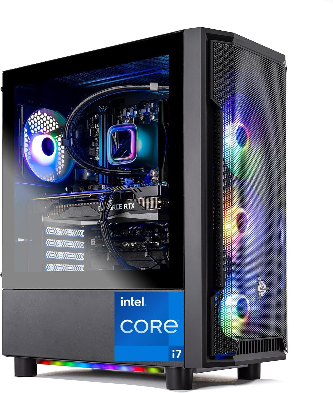 Skytech Gaming Shadow Gaming PC Desktop – Intel Core i7 13700F 2.1 GHz, NVIDIA RTX 4060, 1TB NVME SSD, 16GB DDR4 RAM 3200, 600W Gold PSU, 360mm AIO, 11AC Wi-Fi, Windows 11 Home 64-bit,Black