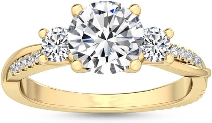 1-5 Carat (ctw) White Gold Round Cut LAB GROWN Diamond Three Stone Engagement Ring (Color H-I Clarity VS1-VS2)